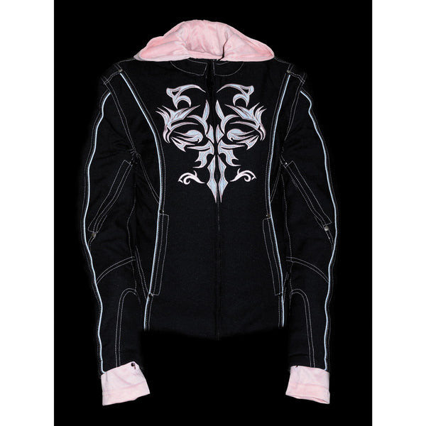 NexGen SH1966 Ladies Black and Pink 3/4 Jacket with Reflective Tribal and Hoodie