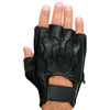 Milwaukee Leather SH198 Men's Black Leather Gel Padded Palm Fingerless Motorcycle Hand Gloves W/ ‘Black Flame Embroidered’