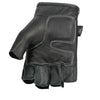 Milwaukee Leather SH198 Men's Black Leather Gel Padded Palm Fingerless Motorcycle Hand Gloves W/ ‘Grey Flame Embroidered’