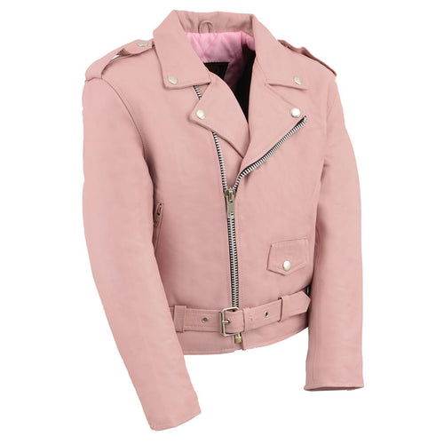 Milwaukee Leather SH2010 Girls Toddler Classic Style Pink Leather Motorcycle Jacket
