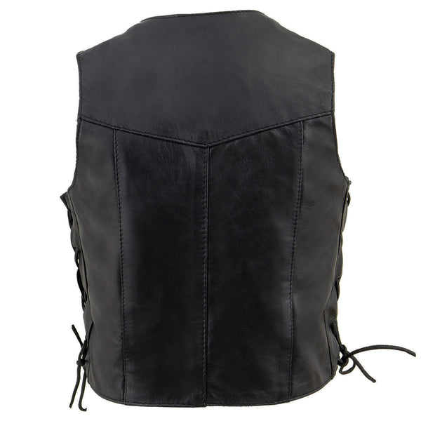 Milwaukee Leather SH2011L Kids Black Classic Side Lace Three Snap Leather Vest