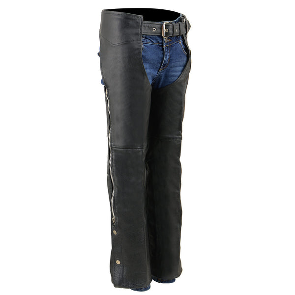 Milwaukee Leather SH2013 Kids Unisex Black Classic Leather Chaps