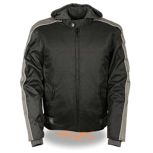 NexGen SH2034 Men's Black and Grey Nylon Racer Jacket with Hoodie