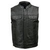 Milwaukee Leather SH2036 Men's Black Club Style' Open Neck Leather Vest