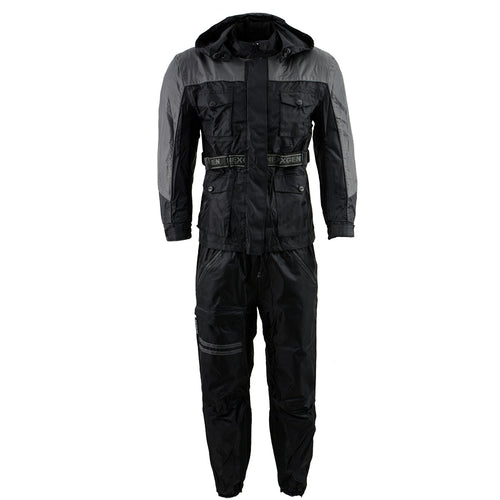 NexGen Men's SH2049 Black and Grey Hooded Water Proof Armored Rain Suit
