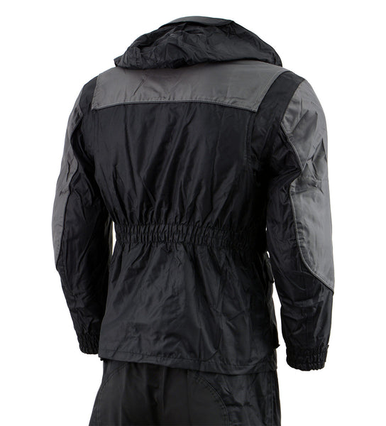 NexGen Men's SH2049 Black and Grey Hooded Water Proof Armored Rain Suit