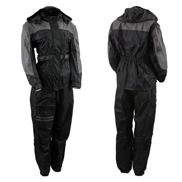 NexGen SH204901 Women's Black and Grey Armored and Hooded Water Proof Rain Suit