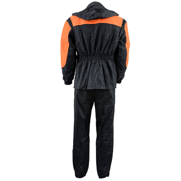 NexGen Men's SH2051 Black and Orange Hooded Water Proof Armored Rain Suit