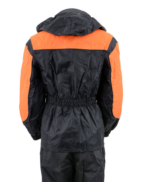 NexGen Ladies SH205101 Black and Orange Armored Hooded Water Proof Rain Suit