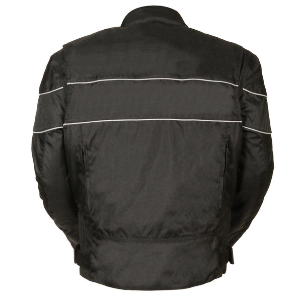 NexGen SH212102 Men's Black Textile Vented Moto Jacket with Reflective Piping