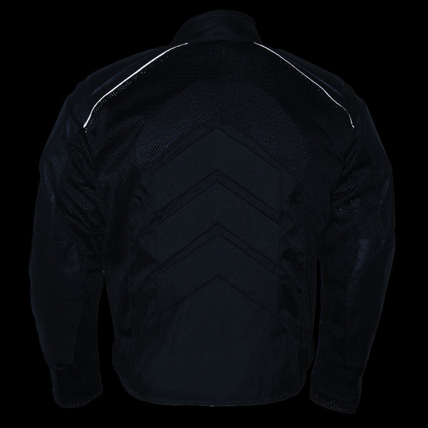 NexGen SH2153 Men's Black Armored Moto Textile and Leather Combo Jacket