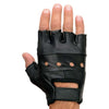 Milwaukee Leather SH216 Men's Black Leather Gel Padded Palm Fingerless Motorcycle Hand Gloves W/ Breathable ‘Open Knuckle’