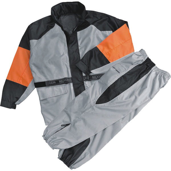 NexGen SH2217 Men's Orange and Silver Oxford Water-Resistant Rain Suit