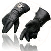 Milwaukee Leather SH231 Men's Black Leather Warm Lining Gauntlet Motorcycle Hand Gloves W/ Detailing Cuff and Pull-on Closure
