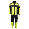 NexGen SH233113 Men's Black and Neon Green Water Resistant Motorcycle-Outdoors Rain Suit with Reflective Tape