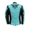 NexGen SH2367 Women's Turquoise and Black Textile Jacket with Embroidery Artwork