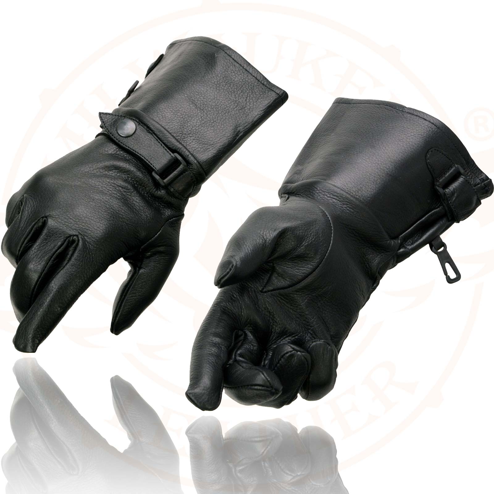 Milwaukee Leather Men's Gauntlet Motorcycle Hand Gloves-Black
