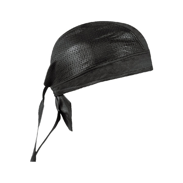 Milwaukee Leather SH316 Unisex Black Perforated Leather Skull Cap