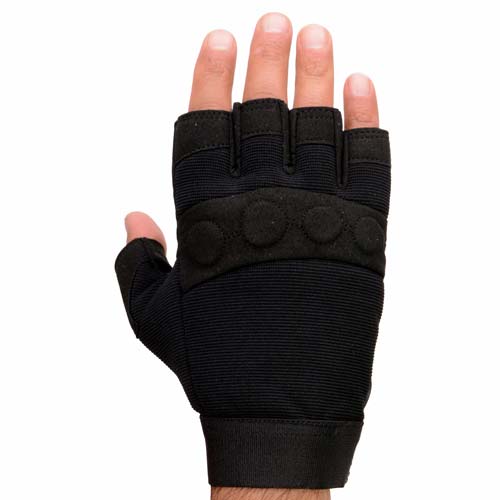 Milwaukee Leather SH44610 Men's Black Gel Padded Knuckle Fingerless Motorcycle Mechanics Hand Gloves W/ ‘Amara Cloth’