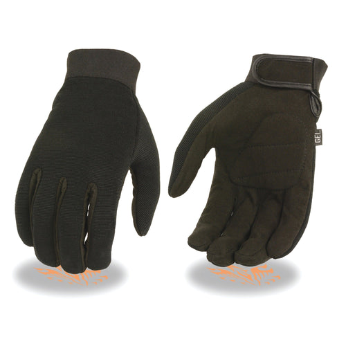 Milwaukee Leather SH44612 Men's Black Textile Mesh Gel Palm Motorcycle Mechanics Hand Gloves W/ Amara Cloth Bottom