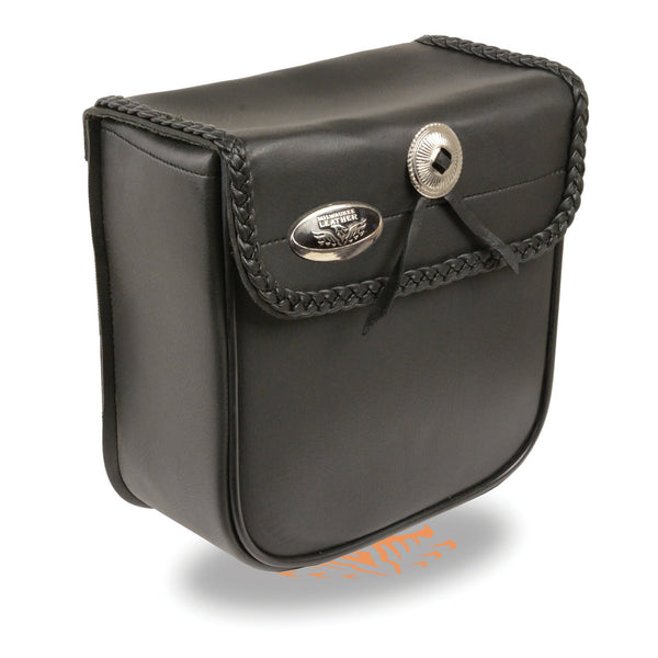 Milwaukee Leather SH590 Black Small PVC Motorcycle Braided Sissy Bar Bag