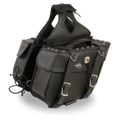 Milwaukee Leather SH629ZB Black Zip-Off PVC Motorcycle Throw Over Saddlebags with Rivets