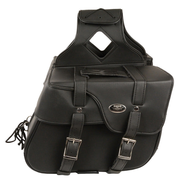 Milwaukee Leather SH64501ZB Black Zip-Off PVC Extended Flap Throw Over Saddle Bag (15X11X7X21)