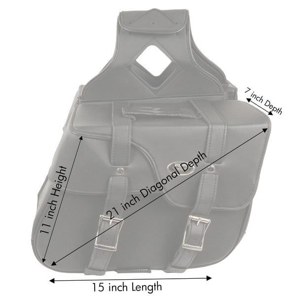 Milwaukee Leather SH64501ZB Black Zip-Off PVC Extended Flap Throw Over Saddle Bag (15X11X7X21)