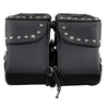 Milwaukee Leather SH645ZB Black 2-Strap PVC Zip Off Throw Over Motorcycle Saddlebags with Chrome Studs