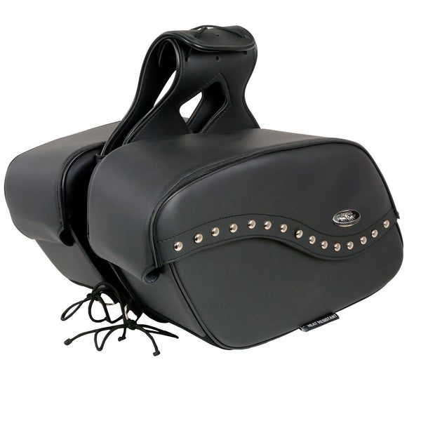 Milwaukee Leather SH646ZB Black Zip-Off PVC Studded Throw Over Motorcycle Saddlebags