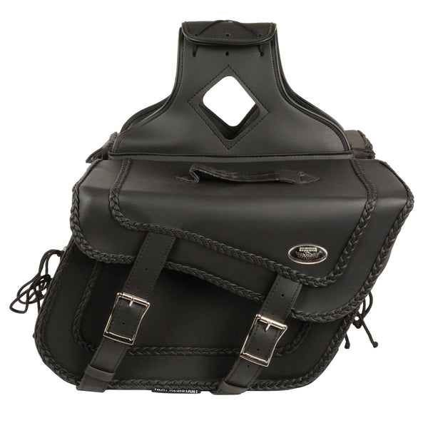Milwaukee Leather SH664ZB Large Braided Zip Off PVC Throw Over Saddlebags