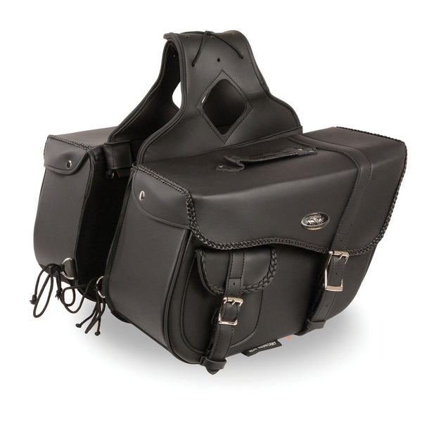 Milwaukee Leather SH665ZB Black Large Braided Zip Off PVC Throw Over Motorcycle Saddlebags