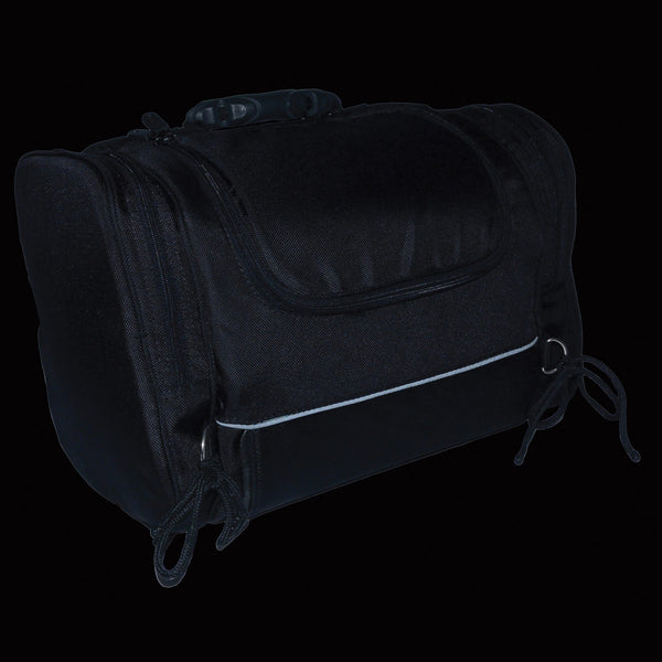 Milwaukee Performance SH684 Medium Black Textile Motorcycle Sissy Bar Bag with Reflective Piping