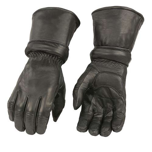 Milwaukee Leather Men's Gauntlet Motorcycle Hand Gloves-Removeable Zip-Off-Long Cuff Thermal Lined Gel Palm-SH710