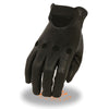 Milwaukee Leather SH721 Women's Black Perforated Leather Full Finger Motorcycle Hand Gloves W/ Breathable ‘Open Knuckle’