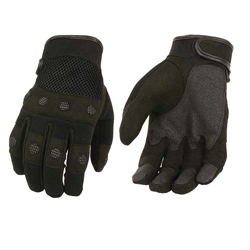 Milwaukee Leather SH761 Men's Black Textile Padded Knuckle Mechanics Gloves with Amara Palm