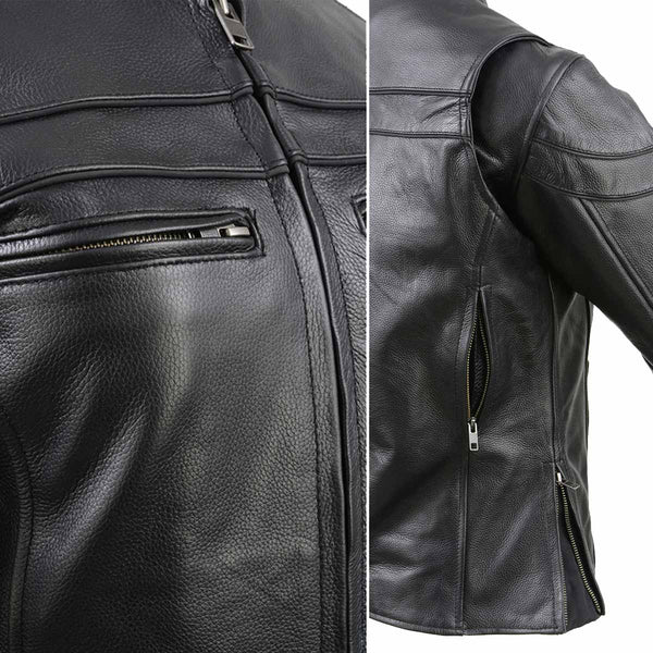Milwaukee Leather SH8011 Women's Black Leather Sporty Scooter Crossover Biker  Jacket