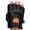 Milwaukee Leather SH851 Men's Black Leather Gel Padded Palm Fingerless Motorcycle Hand Gloves Made W/ ‘Genuine USA Deerskin’