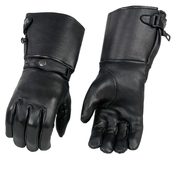 Milwaukee Leather SH857 Men's Black Deerskin Leather Thermal Lined Gauntlet Gloves