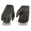 Milwaukee Leather SH887 Men's Black Unlined Deerskin Lightweight Motorcycle Hand Gloves W/ Short Wrist and Sinch Closure