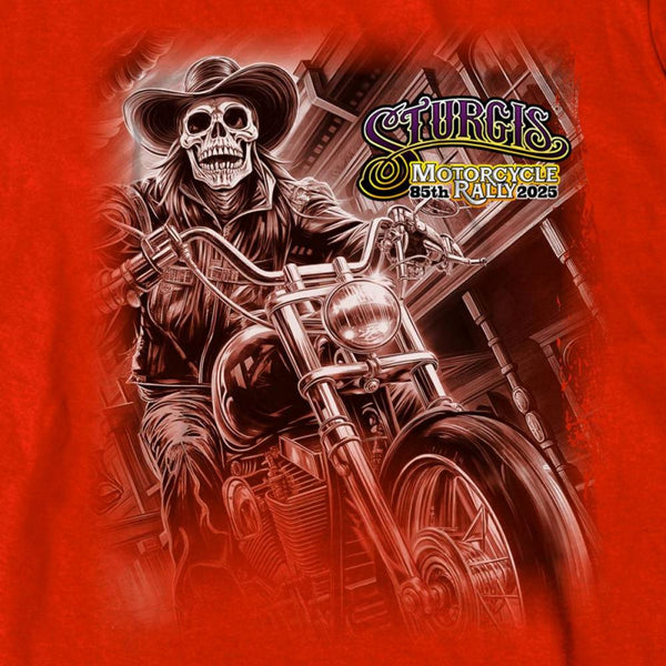 2025 Sturgis Men's Motorcycle Rally #1 Ghost Rider Red T-Shirt