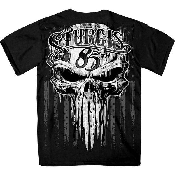 2025 Sturgis Motorcycle Rally Badass Skull Black Men's T-Shirt