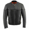 Milwaukee Leather MLM1504 Men's Black ‘The Skelly Racer’ Premium Moto Leather Jacket