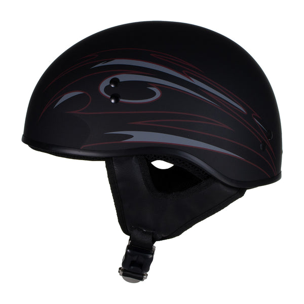 Hot Leathers HLT68 'Tribal Black' Advanced DOT Approved Motorcycle Skull Cap Half Helmet for Men and Women Biker