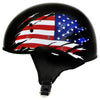 Hot Leathers HLD1051 USA Flag Star and Stripes Glossy Black Motorcycle DOT Skull Cap Helmet