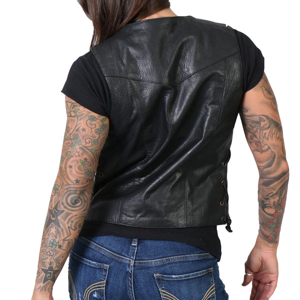 Hot Leathers VSL1008 Ladies Black 'Ten Pocket' Leather Vest