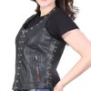 Hot Leathers VSL1009 Ladies Black Lambskin Vest with Grommet Accents