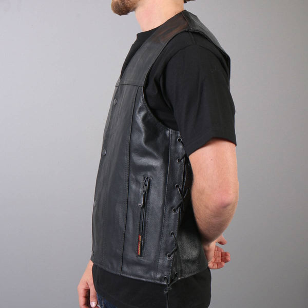 Hot Leathers VSM1023 Men s Black Conceal and Carry Leather Vest Motorcyclecenter