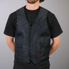 Hot Leathers VSM1033 Men's Black 'Classic Side Lace' Leather Vest