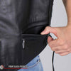 Hot Leathers VSM1062 Men's Black 'Lone Wolf' Conceal and Carry Side Lace Leather Vest